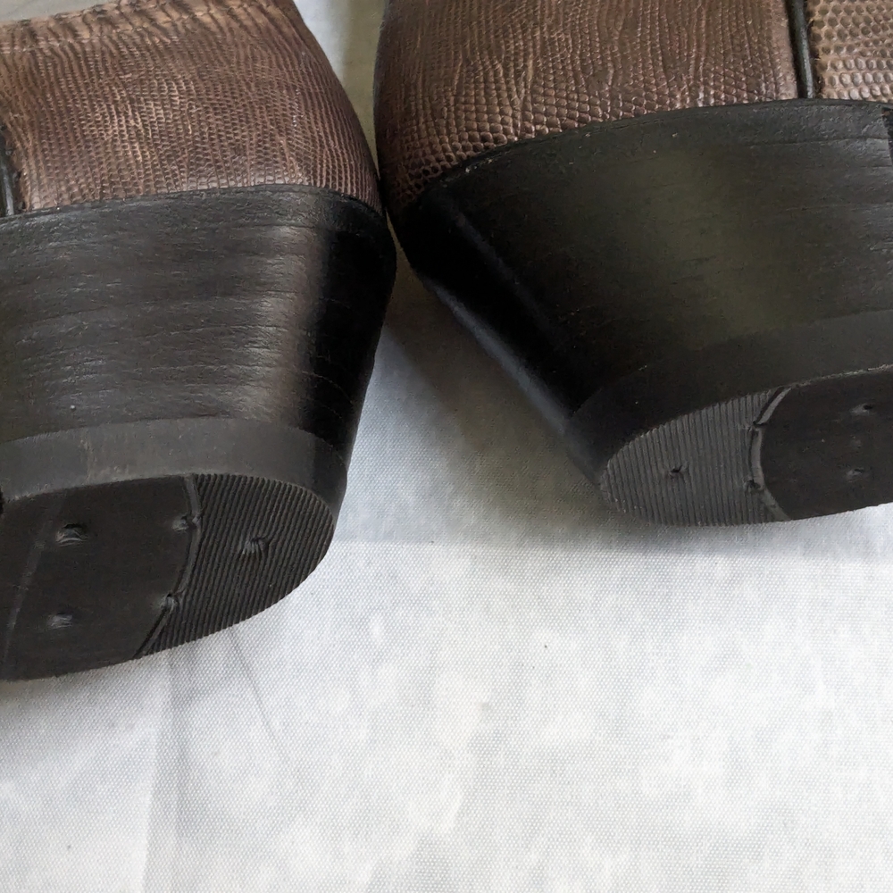 Dan Post Cowboy Boots Olive Green Lizard Leather Gray Men 8.5 - Picture 16 of 16